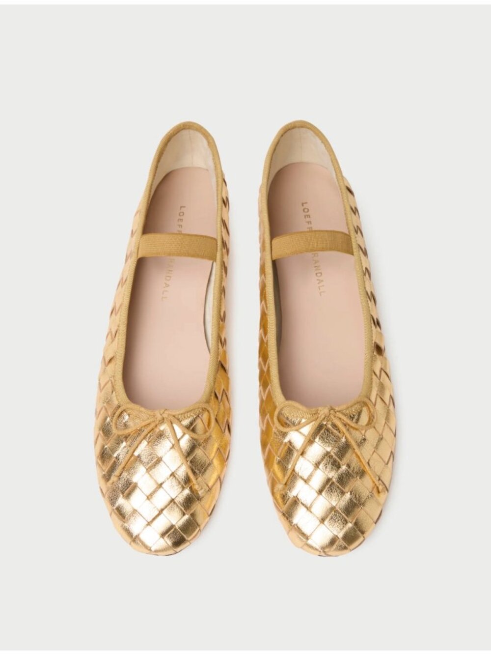 New Loeffler Randall Leonie Gold Woven Ballet Flat Sz 7